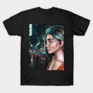 Cyberpunk city girl T-Shirt T-Shirt